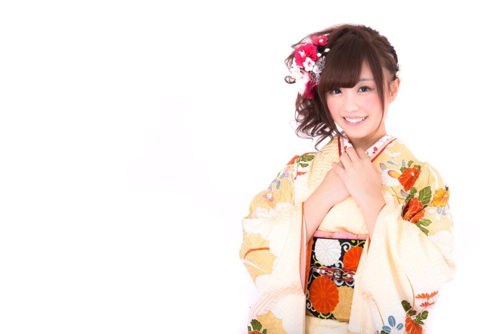 Girl in furisode (long-sleeved kimono)